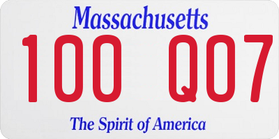 MA license plate 100QO7