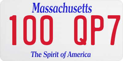 MA license plate 100QP7