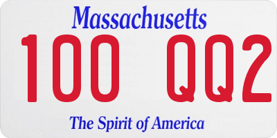 MA license plate 100QQ2