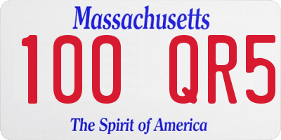MA license plate 100QR5