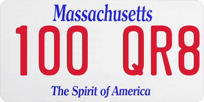 MA license plate 100QR8