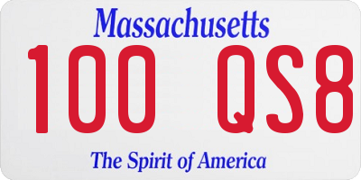 MA license plate 100QS8