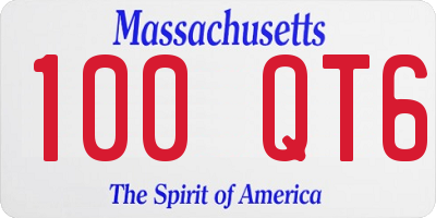 MA license plate 100QT6