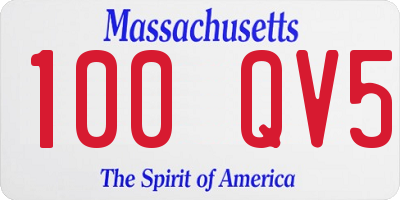 MA license plate 100QV5