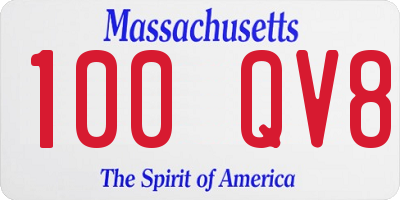 MA license plate 100QV8
