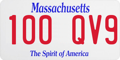 MA license plate 100QV9