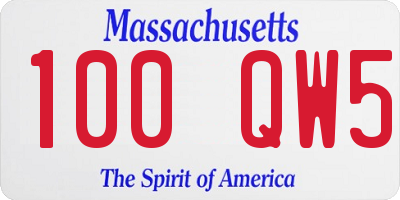 MA license plate 100QW5