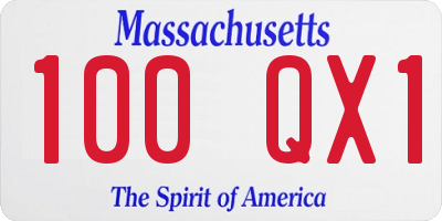 MA license plate 100QX1