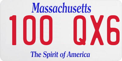 MA license plate 100QX6