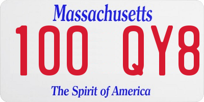 MA license plate 100QY8