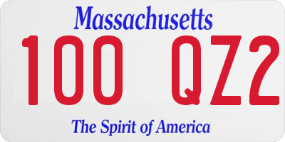 MA license plate 100QZ2