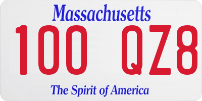 MA license plate 100QZ8