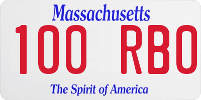MA license plate 100RB0