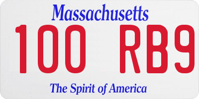 MA license plate 100RB9
