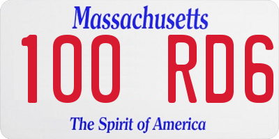MA license plate 100RD6