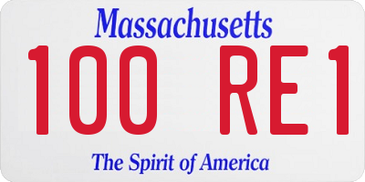 MA license plate 100RE1