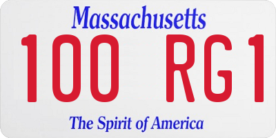 MA license plate 100RG1