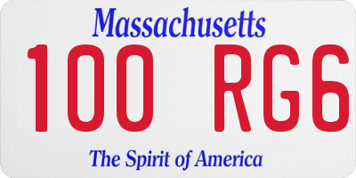 MA license plate 100RG6
