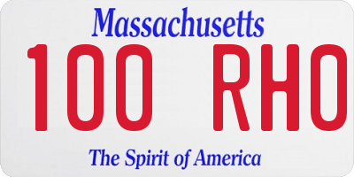 MA license plate 100RH0