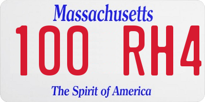 MA license plate 100RH4