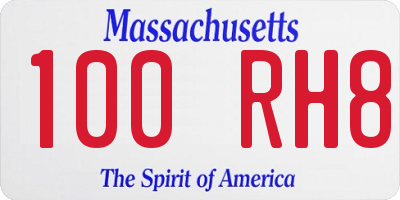 MA license plate 100RH8