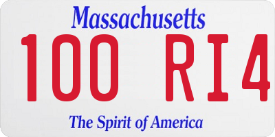 MA license plate 100RI4