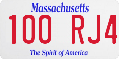 MA license plate 100RJ4