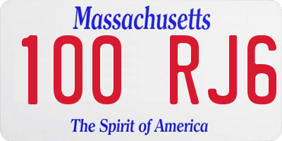 MA license plate 100RJ6