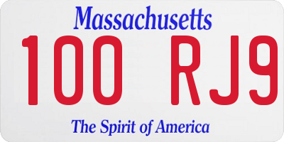 MA license plate 100RJ9