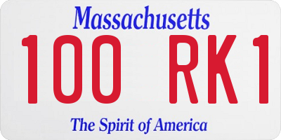 MA license plate 100RK1