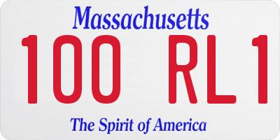 MA license plate 100RL1