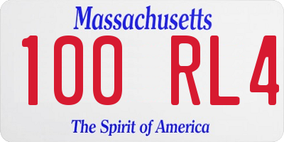 MA license plate 100RL4
