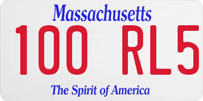 MA license plate 100RL5
