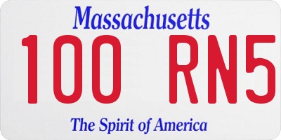 MA license plate 100RN5