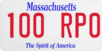 MA license plate 100RP0
