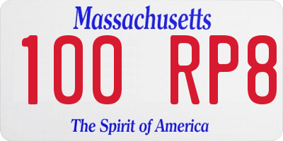 MA license plate 100RP8
