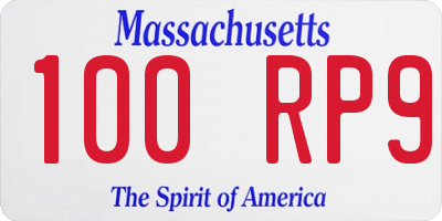 MA license plate 100RP9