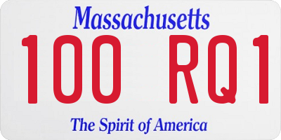 MA license plate 100RQ1