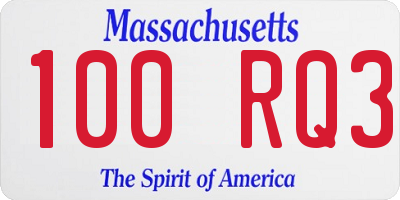 MA license plate 100RQ3