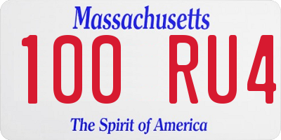 MA license plate 100RU4