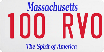 MA license plate 100RV0