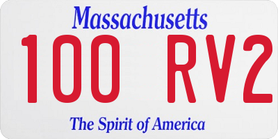 MA license plate 100RV2