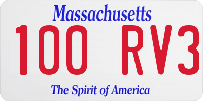 MA license plate 100RV3