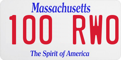 MA license plate 100RW0