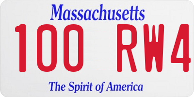 MA license plate 100RW4