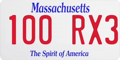 MA license plate 100RX3