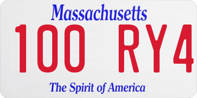 MA license plate 100RY4