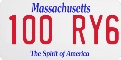 MA license plate 100RY6