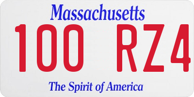 MA license plate 100RZ4