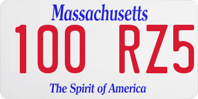 MA license plate 100RZ5